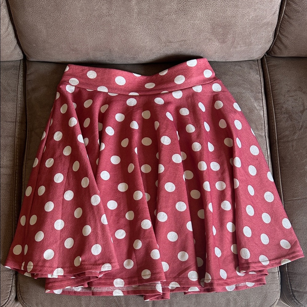 Polka Dot Skater Skirt - Pink and White